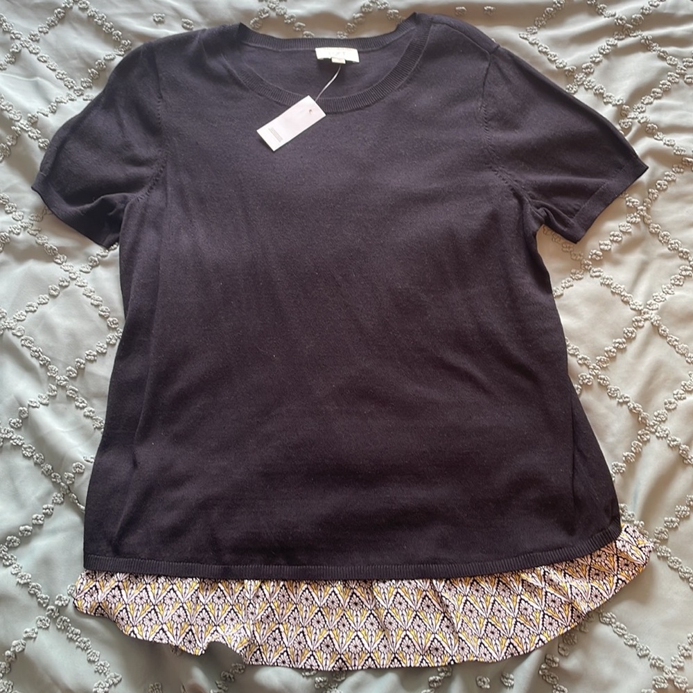 Loft Mixed Media Short-Sleeve Sweater